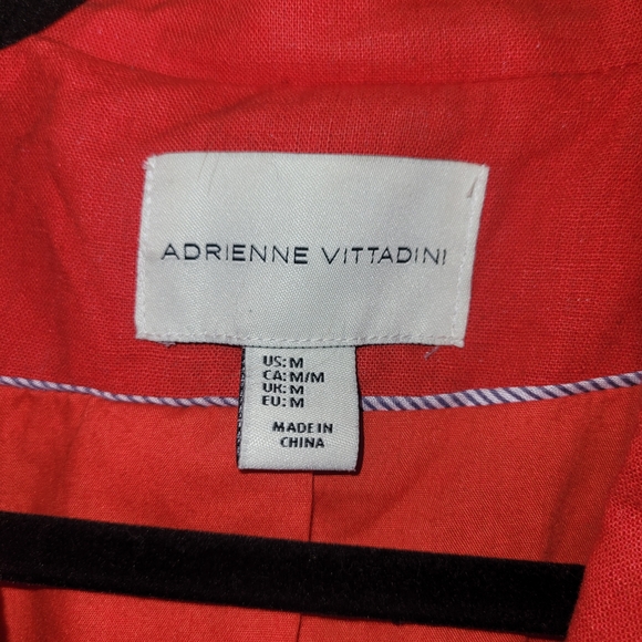 Adrienne Vittadini Red Linen Blend Blazer M Tailored Office Jacket - Picture 5 of 8